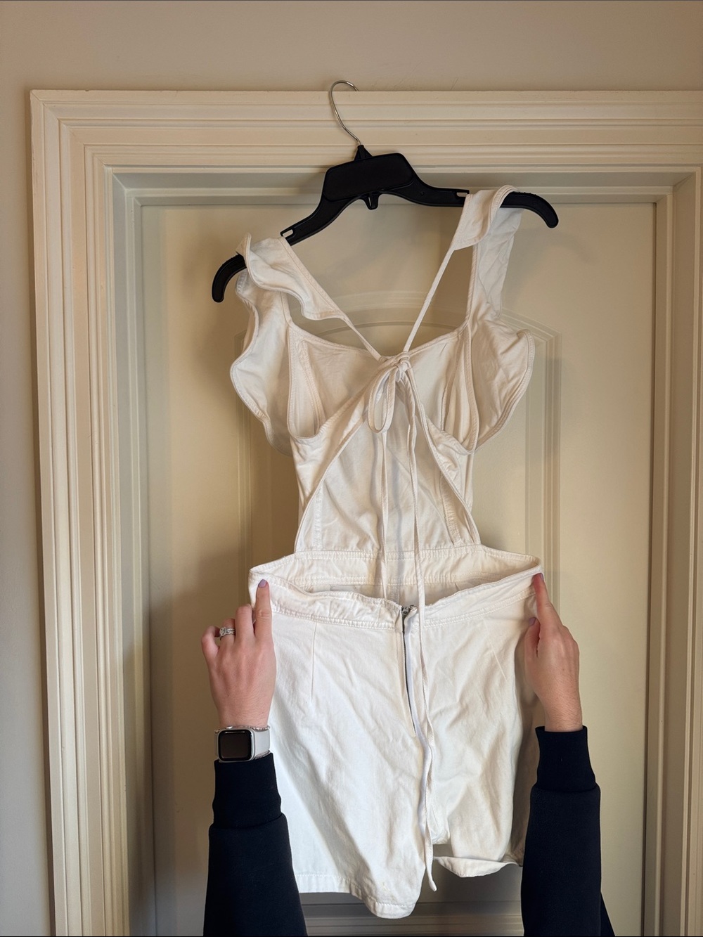 White Ruffled Summer Romper - Picture 2 of 3